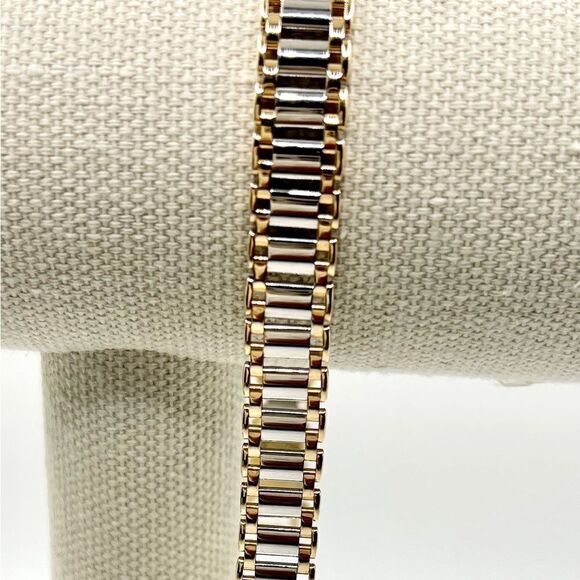 New 14k Italian Gold Men's 8-1/4" Two-Tone Link Bracelet, 18 grams - Picture 12 of 13